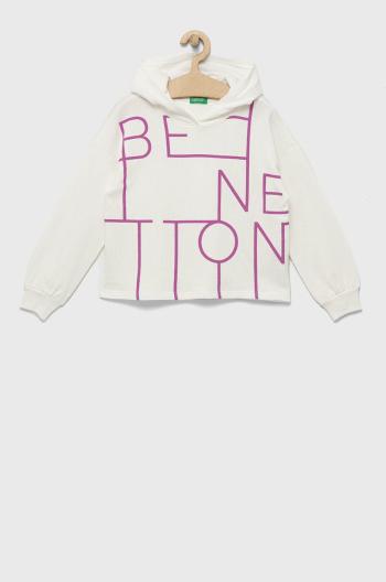 Detská bavlnená mikina United Colors of Benetton biela farba, vzorovaná