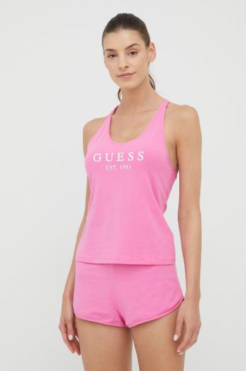 Pyžamové šortky Guess dámske, ružová farba,