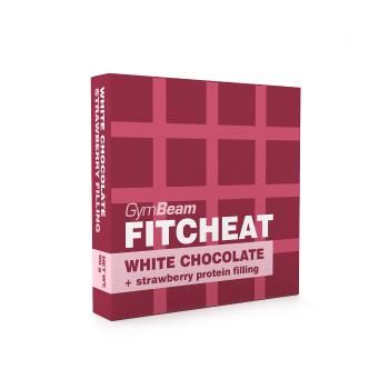 Fitcheat Proteínová Čokoláda - GymBeam, biela čokoláda s jahodou, 90g