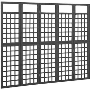 Shumee 5-dielna deliaca stena/treláž masívna jedľa čierna 201,5 × 180 cm, 316484