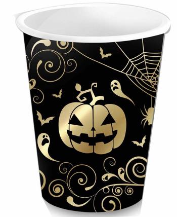 Poháre - Halloween čiernozlatá tekvica 240 ml 6 ks