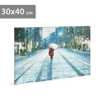 LED obrázok na stenu - zimná krajina -  2 x AA, 30 x 40 cm
