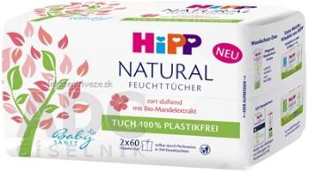 HiPP BabySANFT NATURAL vlhčené obrúsky čistiace, s Bio-mandľovým extraktom, 2x60 ks