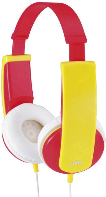 JVC HA-KD5-R-E  detské slúchadlá On Ear na ušiach obmedzenie hlasitosti, ľahký strmeň červená, žltá