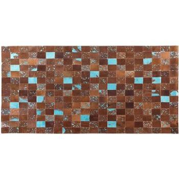 Hnedý kožený patchwork koberec 80 × 150 cm ALIAGA, 41431 (beliani_41431)