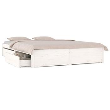 Rám postele so zásuvkami biely 200 × 200 cm, 3103534