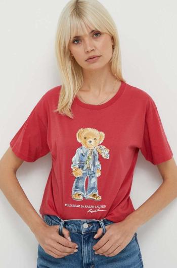 Bavlnené tričko Polo Ralph Lauren červená farba