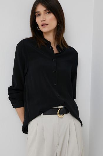 Košeľa Seidensticker dámska, čierna farba, regular, s klasickým golierom