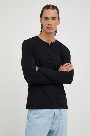 Bavlnené tričko s dlhým rukávom Tiger Of Sweden čierna farba, jednofarebné