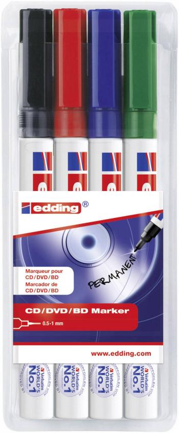 Edding E-8400 4-8400-4 popisovač na CD / DVD čierna, červená, modrá, zelená 0.5 mm, 1 mm 4 ks