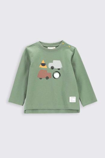 Tričko s dlhým rukávom pre bábätká Coccodrillo zelená farba, s potlačou