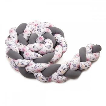 Copánkový mantinel - antracit / kvetinová potlač - rôzne veľkosti  bed snake 360 cm