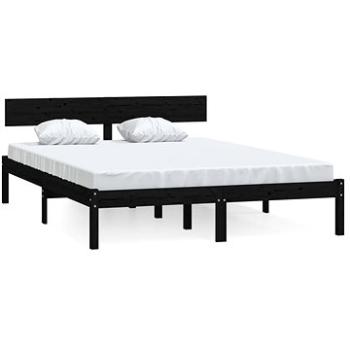 Rám postele čierny masívna borovica 160 × 200 cm, 810161