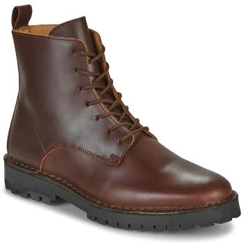 Selected  SLHRICKY LEATHER LACE-UP BOOT  Polokozačky Hnedá