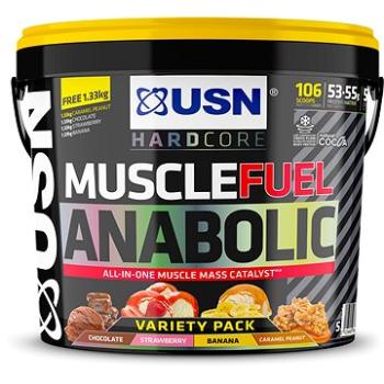 USN Muscle Fuel Anabolic Variety pack (Čokoláda, Jahoda, Banán a Arašidy s karamelom) 5,32 kg (6009544942597)