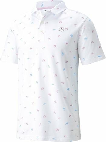 Puma AP Dancing Umbrellas Mens Polo Bright White/Algiers Blue L