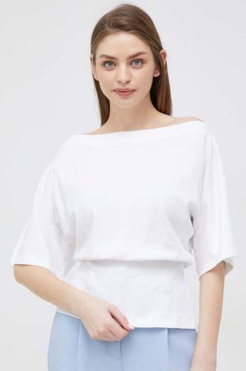 Bavlnené tričko Sisley biela farba