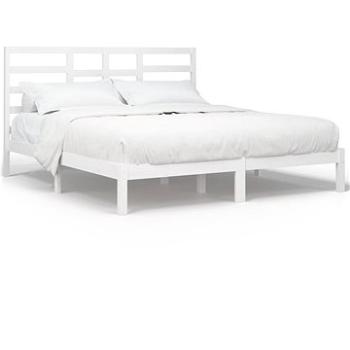 Rám postele biely masívne drevo 200 × 200 cm, 3105816