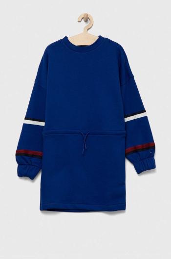 Dievčenské šaty Tommy Hilfiger tmavomodrá farba, mini, oversize