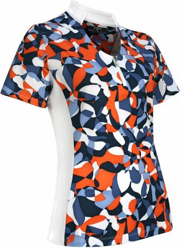 Callaway Womens Abstract Floral Polo Blue Indigo XS