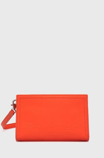 Listová kabelka Calvin Klein oranžová farba