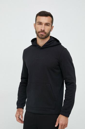 Tepláková mikina Calvin Klein Performance Essentials čierna farba, s kapucňou, jednofarebná