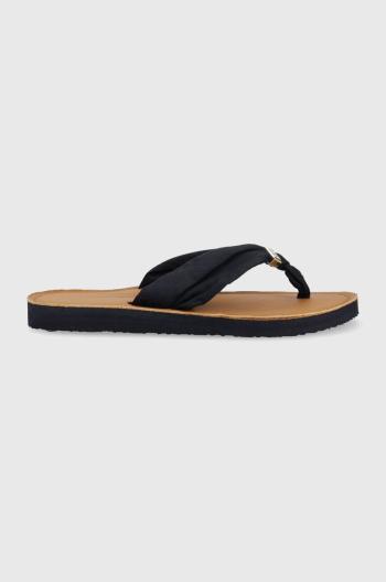 Žabky Tommy Hilfiger TH ELEVATED BEACH SANDAL dámske, tmavomodrá farba, na plochom podpätku, FW0FW06985