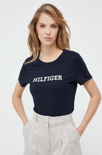 Bavlnené tričko Tommy Hilfiger tmavomodrá farba