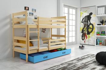 BMS Detská poschodová posteľ ERYK | borovica Farba: Borovica / modrá, Rozmer.: 190 x 80 cm