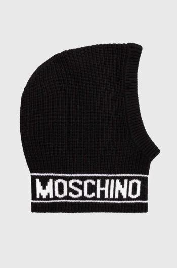 Vlnená kukla Moschino čierna farba, M3136 65414