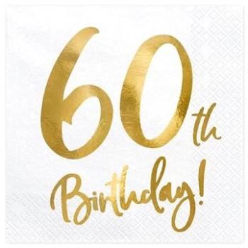 Obrúsky 60 rokov – narodeniny – biele – 33 × 33 cm, 20 ks (5900779100749)