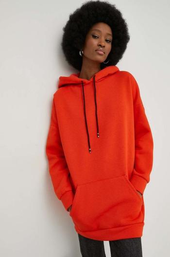 Mikina Answear Lab dámska, oranžová farba, s kapucňou, jednofarebná