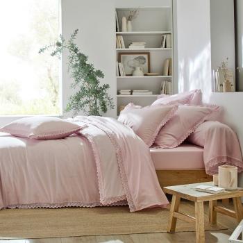 Blancheporte Jednofarebná posteľná bielizeň z čipky a bavlny orgovánová obliečka na vank. 50x70cm+lem
