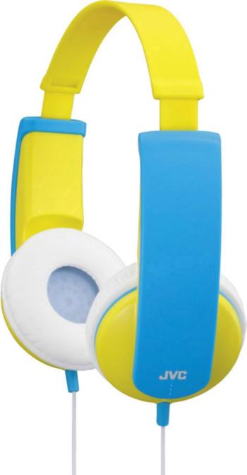 JVC HA-KD5-Y-E  detské slúchadlá On Ear na ušiach obmedzenie hlasitosti, ľahký strmeň žltá, modrá