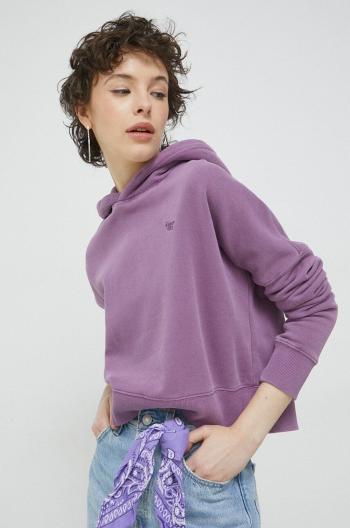 Mikina Superdry dámska, fialová farba, s kapucňou, jednofarebná