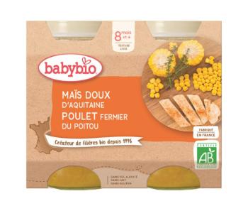 BABYBIO Menu sladká kukurica s kuracím mäsom 2x 200 g