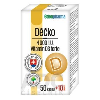 EDENPHARMA Déčko 4000 I.U. vitamín D3 forte 50+10 kapsúl ZADARMO