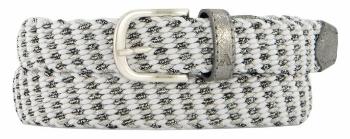 Alberto Belt Metal Braided Silver/White Womens 90