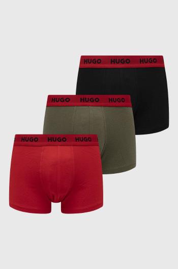 Boxerky HUGO (3-pak) pánske, červená farba