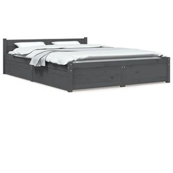 Rám postele so zásuvkami sivý 140 × 190 cm, 3103551