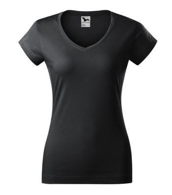 MALFINI Dámske tričko Fit V-neck - Ebony gray | XXL