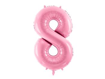 PartyDeco Fóliový balón narodeninové číslo 8 ružový 86cm