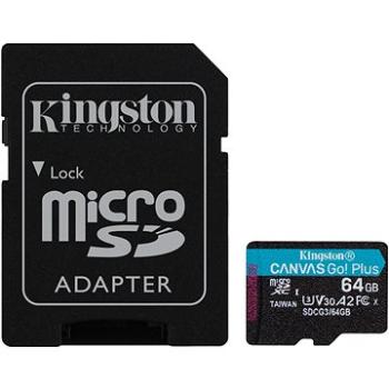 Kingston Canvas Go! Plus microSDXC 64GB + SD adaptér (SDCG3/64GB)