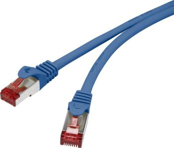 Renkforce RF-3301792 RJ45 sieťové káble, prepojovacie káble CAT 6 S/FTP 15.00 cm modrá s ochranou, pozlátené kontakty, s