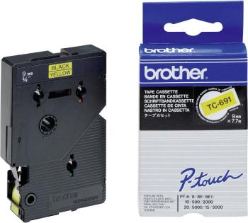 páska do štítkovača  Brother TC TC-691  Farba pásky: žltá Farba písma:čierna 9 mm 7.7 m