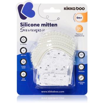 Kikkaboo Savanna Silicone Mitten rukavice s hryzadielkom 0 m+ Grey 1 ks