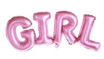 PartyDeco Fóliový balón - GIRL ružový 74 x 33 cm
