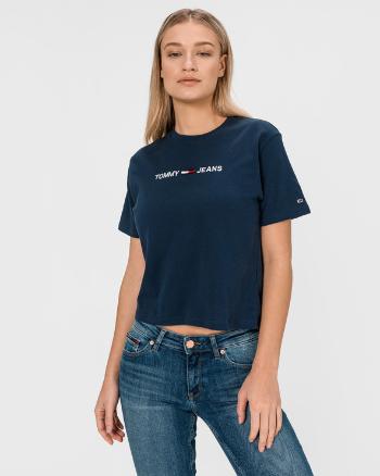Tommy Jeans Moder Linear Logo Crop top Modrá