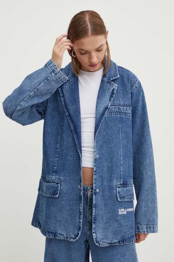 Rifľová bunda Karl Lagerfeld Jeans jednoradová, jednofarebná, 245J1401