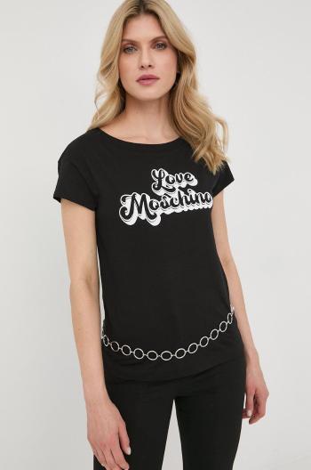 Bavlnené tričko Love Moschino čierna farba